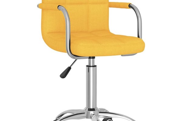 Scaun de birou rotativ galben mustar din material textil