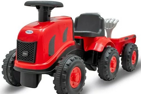 Tractor pentru copii Baby Mix Benny cu remorca si unelte, rosu, resigilat