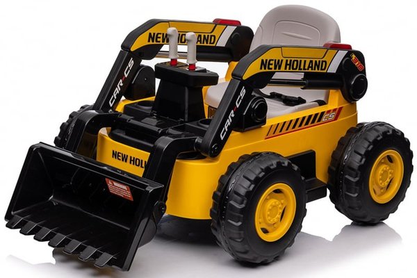 Incarcator frontal pentru copii NEW Holland 300W 12V, incarcator actionat electric, galben