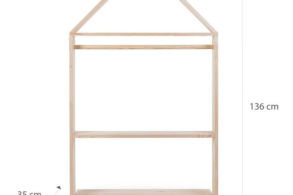 Childhome Casuta cu Roti - Mobilier Decorativ din Lemn Natural 80x135 cm
