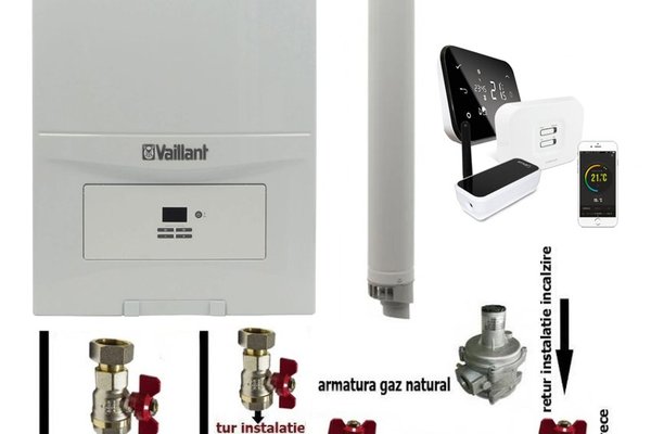 Centrala termica in condensatie Vaillant ecoTEC Pure VUW 236/7-2, 23 kW, cu afisaj digital si termostat Salus IT 500