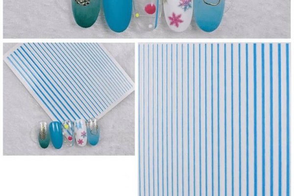 Sticker Decor Unghii Linii Albastre – Nail Art Elegant | EVERIN