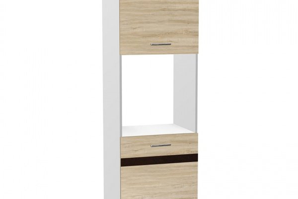 Soldat 60 cu gol cuptor YANA, 2 usi, corp alb, fronturi sonoma deschis + inchis, 60x60x200 cm