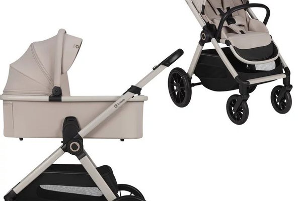 Carucior 2 in 1 Lionelo Layla - Bej, Cadru Aluminiu, Pana la 22 kg, Ventilatie 3D, Reversibil, Accesorii Incluse