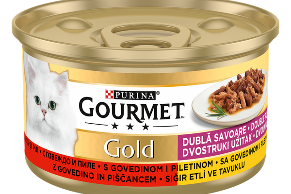 Gourmet Gold Double Pleasure, Vita si Pui, 85 g
