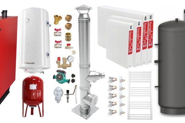 Centrala pe combustibil solid Fornello Praktik 30 kW cu Puffer de 1000 litri si accesorii complete