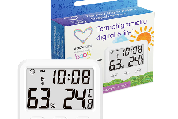 Termohigrometru digital 6in1 EasyCare Baby pentru monitorizarea conditiilor ambientale