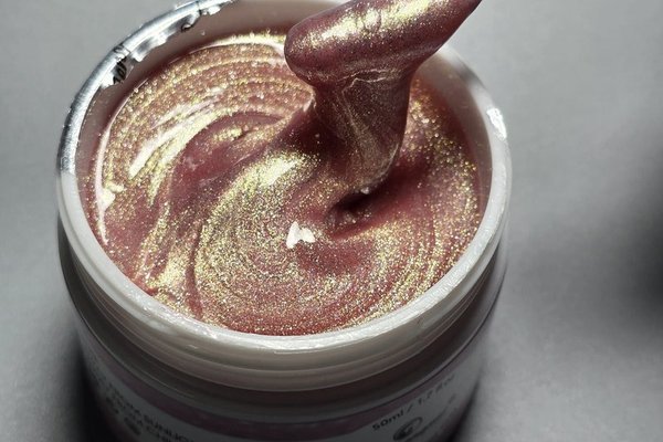 Gel UV pentru Constructie FSM Unicorn 50g Nr. 02 | Roz-Malvin cu Reflexii Aurii | fsm-romania.ro