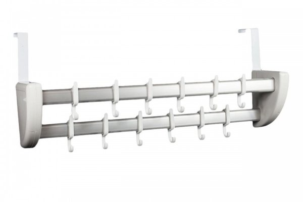 Cuier dublu pentru montare pe usa, 14 x 55 cm