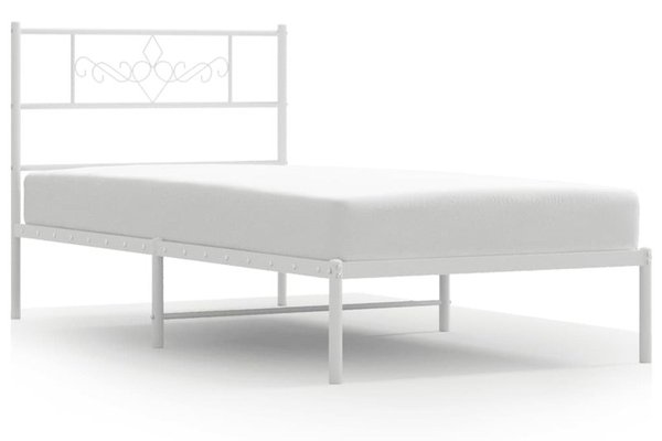 Cadru de pat metalic alb, 75x190 cm - design elegant si robust