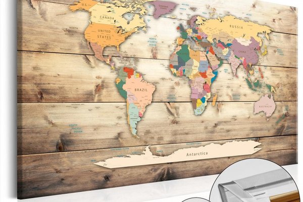 Tablou Cork Map - The World at Your Fingertips 60x40 cm de la Bimago