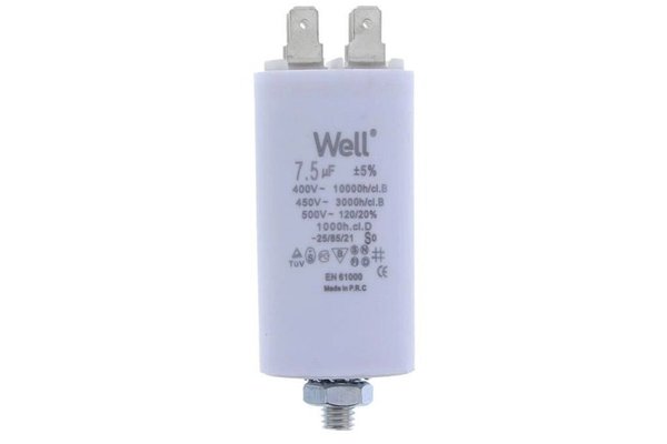 Condensator pornire motor 400V 7.5uF cu pin, Well