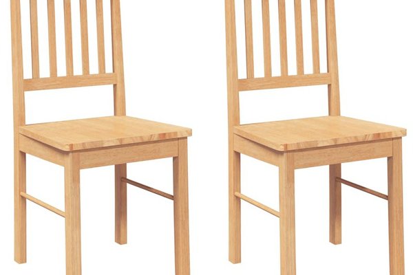 Set de 2 scaune de sufragerie din lemn masiv de cauciuc