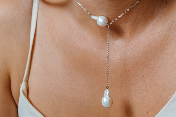 Lantisor cu Perle Baroque - Forta transformarii - Model lant lariat - Argint 925