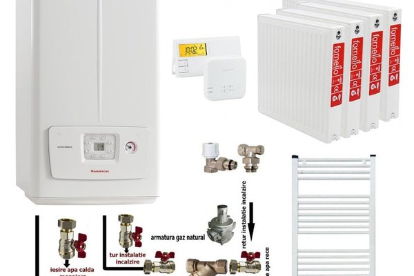Pachet complet pentru apartament 3 camere, Immergas Victrix Omnia V2 26, 20 kW incalzire, 26 kW apa calda, kit evacuare si accesorii incluse