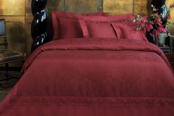 Lenjerie de pat Valeron Dorian Burgundy, King Size, 6 piese, bumbac egiptean