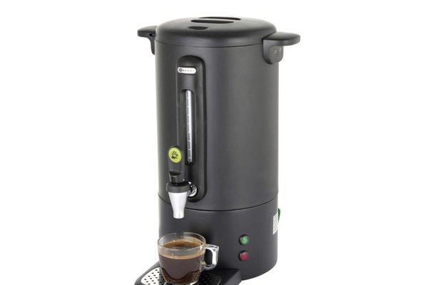 Percolator pentru bauturi fierbinti 7 litri, Inox, negru mat, termostat 0-100 gr C, 1650 W, Concept Line Hendi, 307x330x(h)450 mm