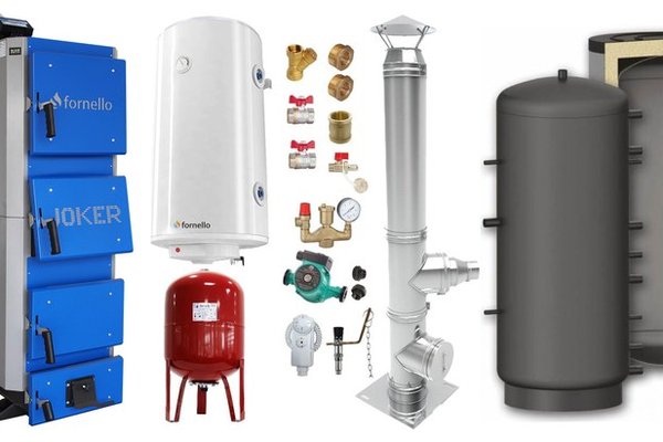 Pachet de incalzire Fornello Joker 42 kW cu puffer 1000 l, boiler si cos de fum inox
