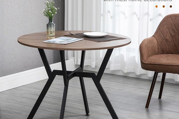 Masa rotunda Agatha cu picior metalic si blat de 90 cm