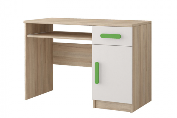 Birou SMYK III - 08, corp sonoma, front alb, verde, 110x76x50 cm