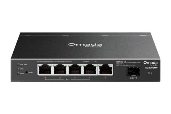 Switch Omada Access 6-Port Gigabit cu 5 Porturi RJ45 si Slot SFP