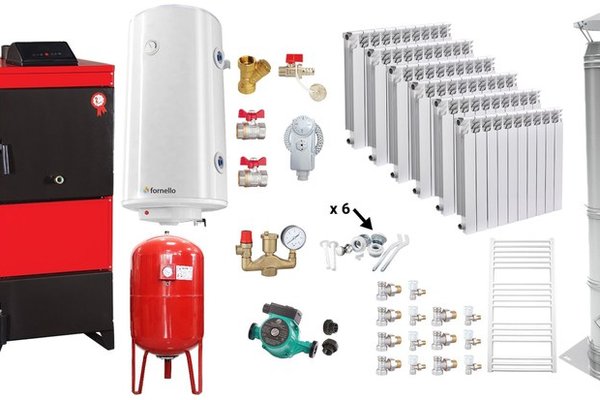Pachet Centrala Fiama D2-60 pe Combustibil Solid, 70 kW cu Ventilator, Automatizare si Accesorii Complete