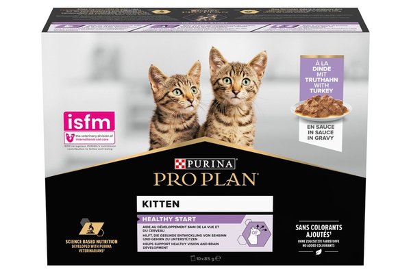 PURINA PRO PLAN KITTEN NUTRISAVOUR, cu Curcan, 10 x 85 g