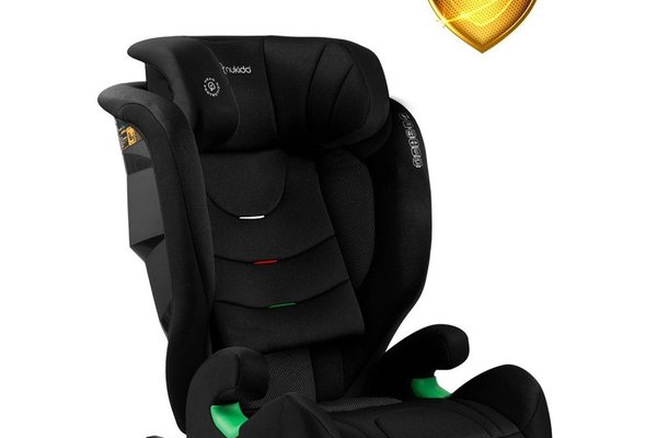 Scaun auto Nukido Louis Soft, i-Size 100-150 cm, ISOFIX, negru, cu spatar detasabil si tetiera reglabila