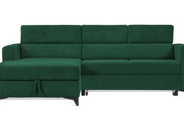 Colțar Extensibil MIZZONI, cu lada depozitare, tetiere reglabile, 250 x 175 x 94 cm