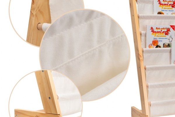 Raft organizator de carti pentru copii Ikonka, realizat din lemn, dimensiune 79 x 62.5 x 30 cm