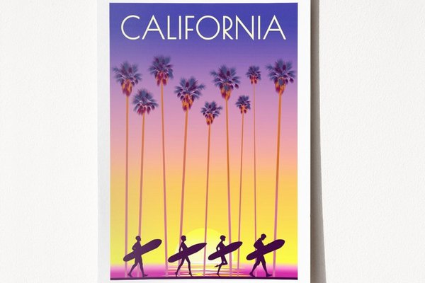 Poster A4 California Multicolor 21x29.7 cm
