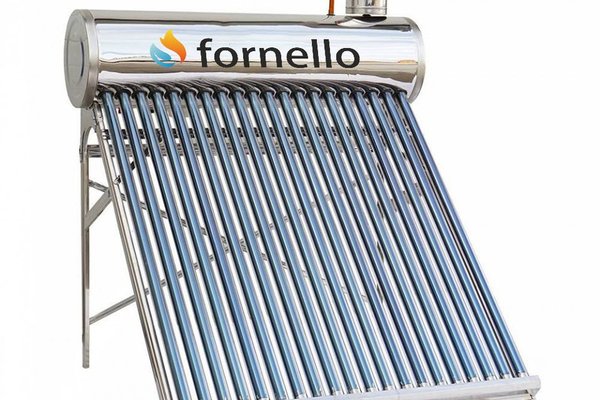 Panou solar nepresurizat Fornello pentru producere apa calda, cu rezervor inox 165 litri, 20 tuburi vidate si vas flotor 5 litri