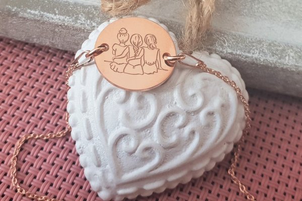 Bratara personalizata 3 surori / prietene - Argint 925 placat cu Aur roz 18K
