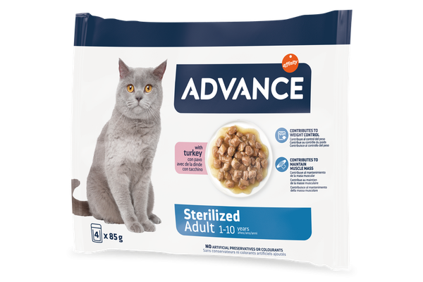 Advance Cat Wet Sterilized Curcan Multipack, 4x85 g