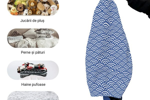 Husa fotoliu Puf Bean Bag tip Para L fara umplutura oriental waves blue