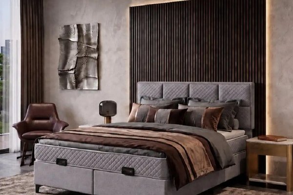 Set Pat Silver cu Tablie si Saltea 160x200 cm