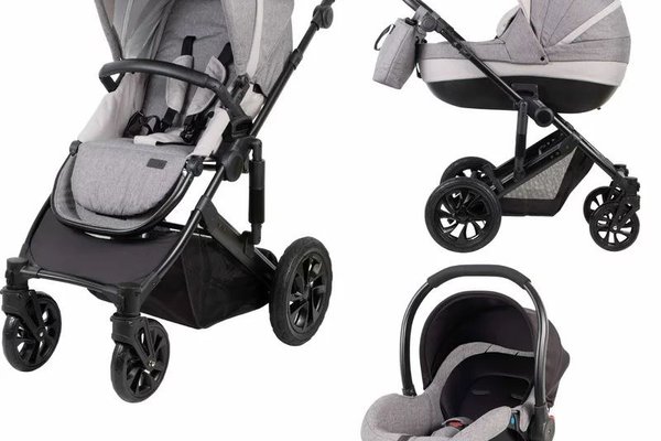 Carucior 3 in 1 FreeON Trio Comfort, Cadru Aluminiu Reversibil, Culoare Grey