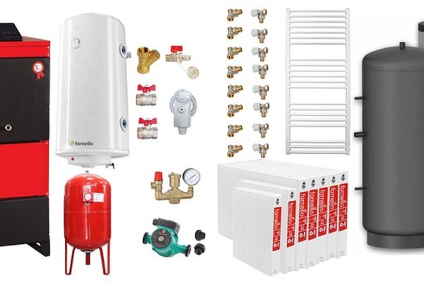 Pachet incalzire cu centrala Fiama D2-60 de 70 kW, ventilator si automatizare, puffer 1000 L si radiatoare Fornello