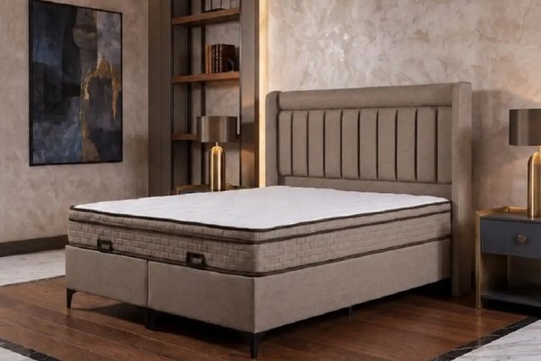 Set pat Gold Homs 160x200 cm cu tablie si saltea confortabila