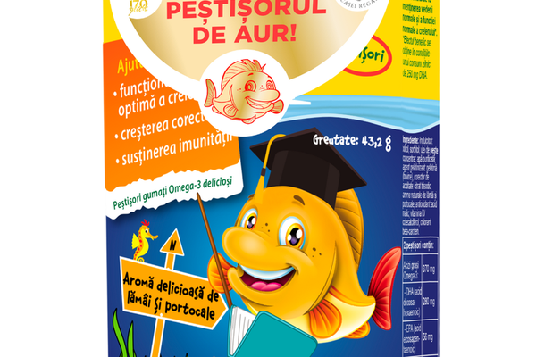 Pestisori gumati cu Omega-3 si aroma de portocale, 36 jeleuri, Moller's