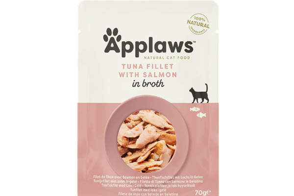 Applaws Tuna Fillet with Salmon in Broth, plic, 70 g
