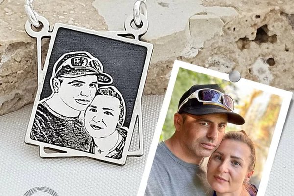 Lantisor personalizata cu poza - Rama Amintirilor - Model fotogravura relief - Argint 925