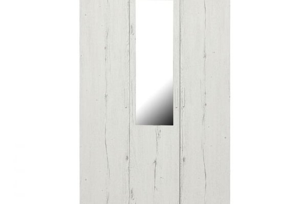 Dulap CORINNE 3 usi, 4 rafturi, bara de haine, oglinda, alb Elvetia, 120x50x188 cm