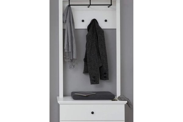 Set hol BRANDSON, 3 piese,comoda, cuier, alb, 81x41x196 cm