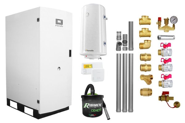 Centrala termica pe peleti Fornello GT 35 Standard, 35 KW - Pachet complet cu accesorii incluse