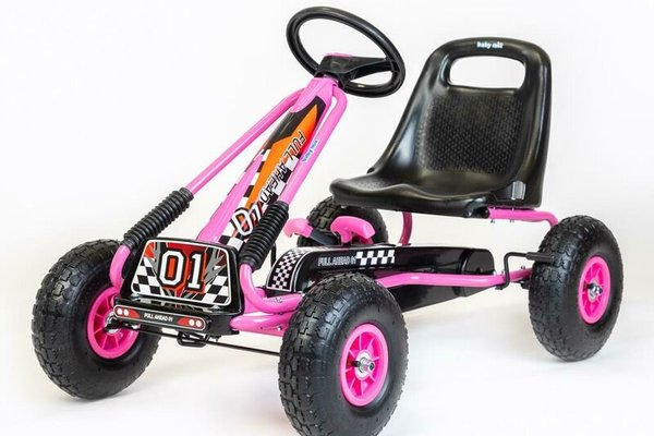 Kart cu pedale Baby Mix Razor pentru copii, roti gonflabile, design ergonomic, varsta 3-8 ani, culoare roz