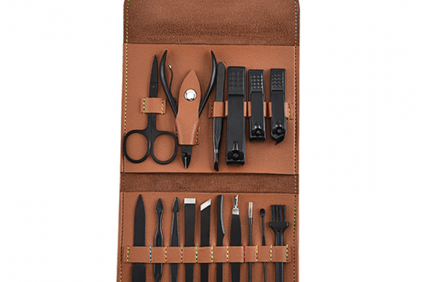 Set 16 piese MANICHIURA profesionala otel negru mat 1