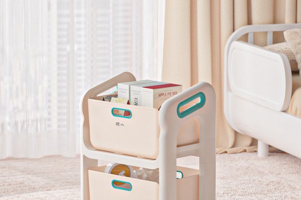 Organizator jucarii Little Mom Beige cu 2 compartimente, manere ergonomice, margini rotunjite, dimensiuni 50.2 x 34.8 x 66 cm