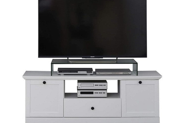 Comoda TV BRANDSON, 2 usi, 1 sertar, alb, 139x41x49 cm