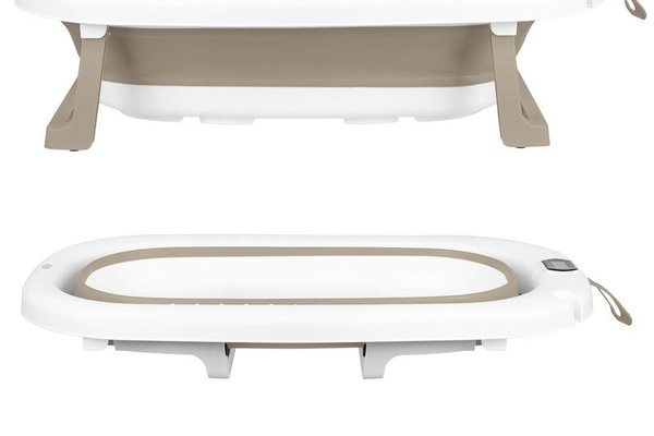 Cada pliabila Primabobo Milo cu termometru si suport ergonomic, 75 x 44 x 20 cm, Cappuccino